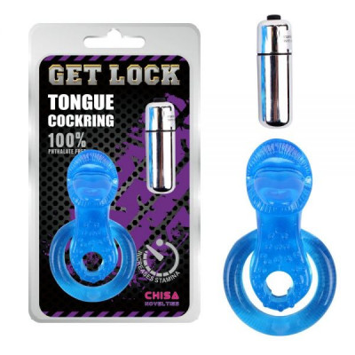 CH60022 Насадка с язычком и вибропулей GET LOCK Cocking синяя CH60022 Насадка с язычком и вибропулей GET LOCK Cocking синяя