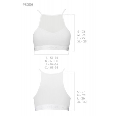 Спортивный топ с прозрачной вставкой Passion PS006 TOP white, size S Спортивный топ с прозрачной вставкой Passion PS006 TOP white, size S