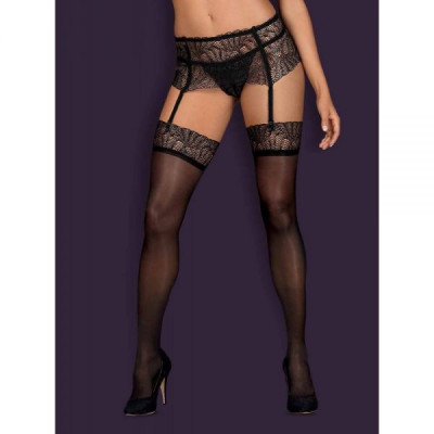 Чулки Obsessive Chiccanta stockings black L/XL