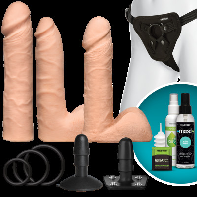 Набір для страпону Doc Johnson Vac-U-Lock Dual Density UltraSKYN Set, діаметр 3х4,5см