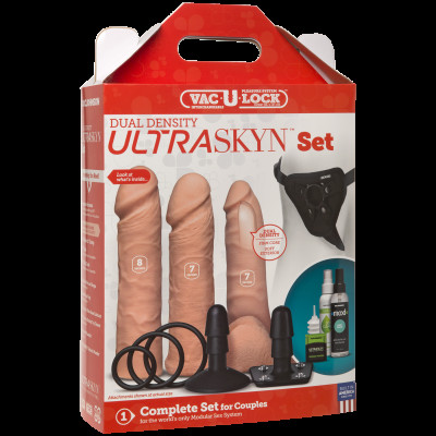 Набір для страпону Doc Johnson Vac-U-Lock Dual Density UltraSKYN Set, діаметр 3х4,5см Набір для страпону Doc Johnson Vac-U-Lock Dual Density UltraSKYN Set, діаметр 3х4,5см