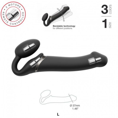 Безремневой страпон с вибрацией Strap-On-Me Vibrating Black L, диаметр 3,7см, пульт ДУ, регулируемый Безремневой страпон с вибрацией Strap-On-Me Vibrating Black L, диаметр 3,7см, пульт ДУ, регулируемый