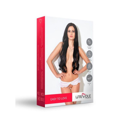 Трусики белые открытые с юбкой LeFrivole, S/M, 42-44