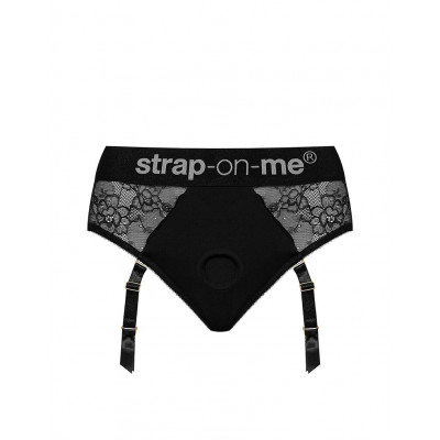 Кружевные трусы для страпона с подвязками для чулок Strap-On-Me DIVA HARNESS - M Кружевные трусы для страпона с подвязками для чулок Strap-On-Me DIVA HARNESS - M