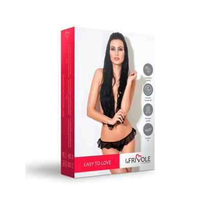 Трусики с разрезом с юбкой черные LeFrivole L/XL, 46-48