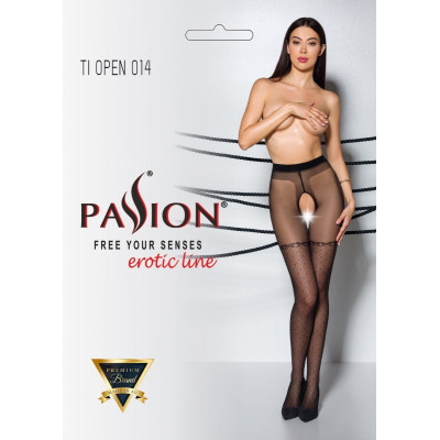 Колготки з відкритим доступом, імітація панчіх TIOPEN 014 black 1/2 (20 den) — Passion Колготки з відкритим доступом, імітація панчіх TIOPEN 014 black 1/2 (20 den) — Passion