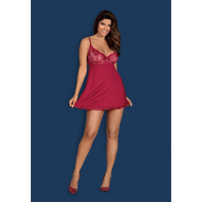 Бебидолл Obsessive Rosalyne babydoll & thong red S/M