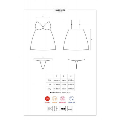 Бебидолл Obsessive Rosalyne babydoll & thong red S/M