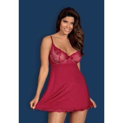 Бебидолл Obsessive Rosalyne babydoll & thong red S/M
