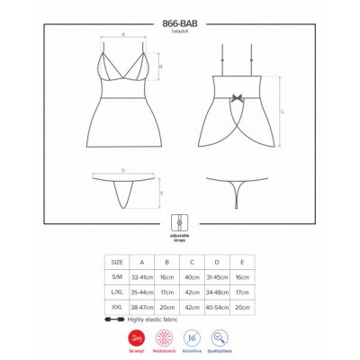 Бебидолл Obsessive 866-BAB-1 babydoll & thong L/XL