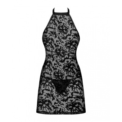 Пеньюар c трусиками Obsessive Softily chemise Black 2XL/3XL