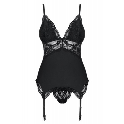 Корсет Obsessive 810-COR-1 corset & thong black L/XL