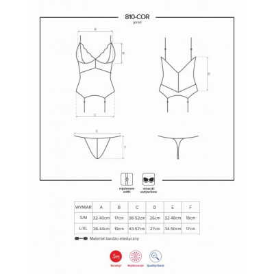 Корсет Obsessive 810-COR-1 corset & thong black L/XL