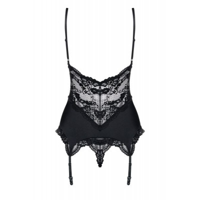 Корсет Obsessive 810-COR-1 corset & thong black L/XL