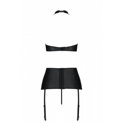 Комплект з еко-шкіри з імітацією шнурівки Nancy Set black XXL/XXXL - Passion топ, трусики та пояс дл Комплект з еко-шкіри з імітацією шнурівки Nancy Set black XXL/XXXL - Passion топ, трусики та пояс дл