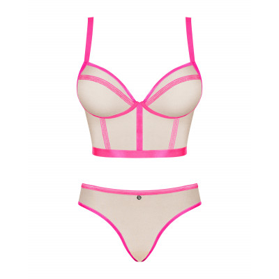 Сексуальный комплект Obsessive Nudelia top & panties Pink L/XL Сексуальный комплект Obsessive Nudelia top & panties Pink L/XL