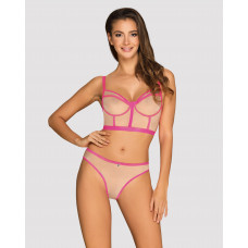 Сексуальный комплект Obsessive Nudelia top & panties Pink L/XL