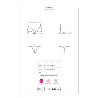 Комплект Obsessive Letica 2 pcs cupless set black S/M