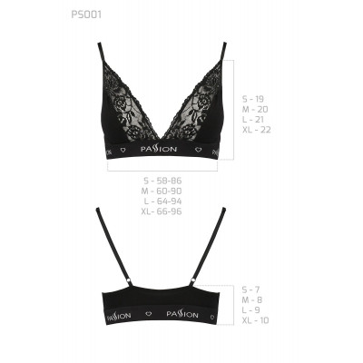 Еластичний топ з мереживом Passion PS001 TOP black, size M Еластичний топ з мереживом Passion PS001 TOP black, size M