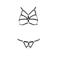 Комплект білизни зі стреп ARMANDA SET black S/M - Passion Exclusive