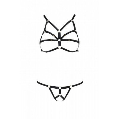Комплект білизни зі стреп ARMANDA SET black S/M - Passion Exclusive