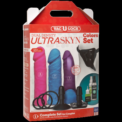 Набір для страпону Doc Johnson Vac-U-Lock Dual Density UltraSKYN Colors Set, діаметр 3х4,5 см Набір для страпону Doc Johnson Vac-U-Lock Dual Density UltraSKYN Colors Set, діаметр 3х4,5 см