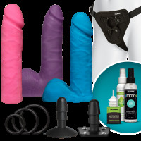 Набор для страпона Doc Johnson Vac-U-Lock Dual Density UltraSKYN Colors Set, диаметр 3х4,5см