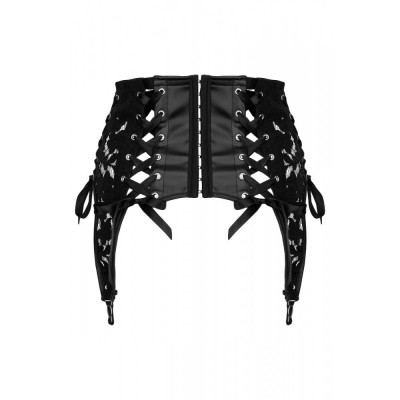 Пояс для чулок спандекс+гипюр F143 Noir Handmade S