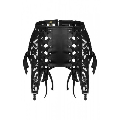 Пояс для чулок спандекс+гипюр F143 Noir Handmade S