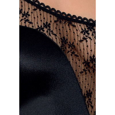 Боди монокини с глубоким декольте PETRA BODY black S/M - Passion Exclusive