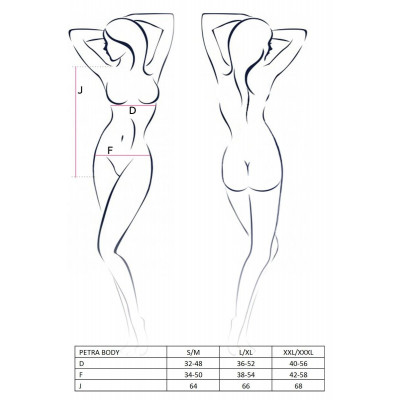 Боди монокини с глубоким декольте PETRA BODY black XXL/XXXL - Passion Exclusive