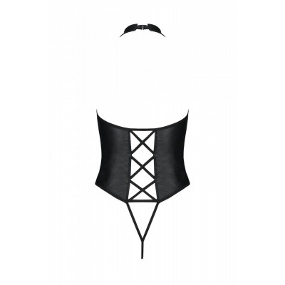 Боді з еко-шкіри з імітацією шнурівки та відкритим доступом Nancy Body black S/M - Passion Боді з еко-шкіри з імітацією шнурівки та відкритим доступом Nancy Body black S/M - Passion