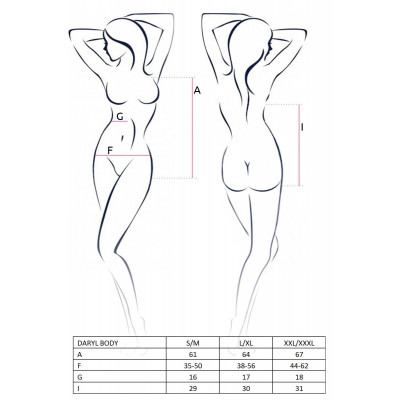 Боди с очень глубоким декольте DARYL BODY black XXL/XXXL - Passion