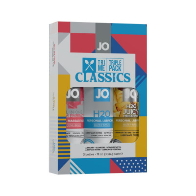 Набір System JO Tri-Me Triple Pack — Classics (3×30 мл) водна, силіконова та смакова змазка