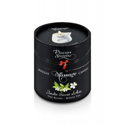 Масажна свічка Plaisirs Secrets White Tea (80 мл) подарункова упаковка, керамічний посуд