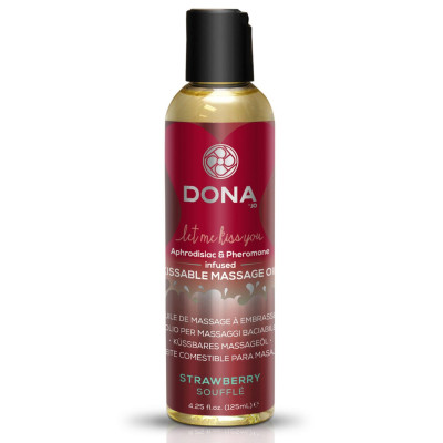 Массажна олія DONA Kissable Massage Oil Strawberry Souffle (110 мл) можна для оральних пестощів