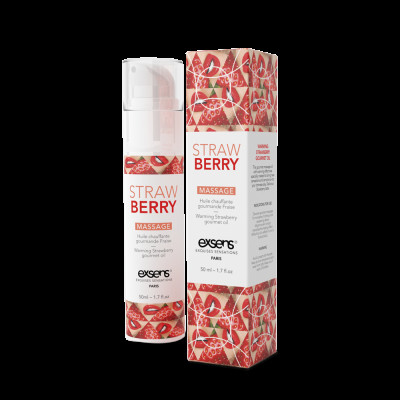 Масажна олія EXSENS Strawberry 50мл розігріває, без цукру, без парабенів, їстівна