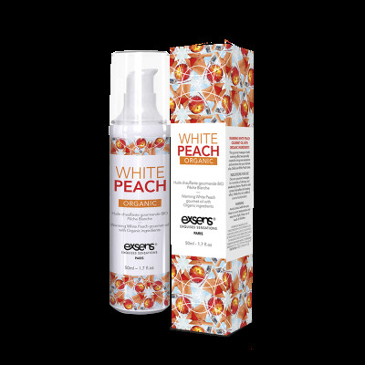 Масажна олія EXSENS Organic White Peach 50мл розігріває, без цукру, без парабенів, їстівна