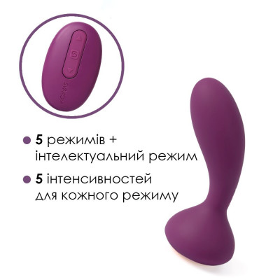 Массажер простаты и вибратор точки G с пультом Svakom Julie Violet Массажер простаты и вибратор точки G с пультом Svakom Julie Violet
