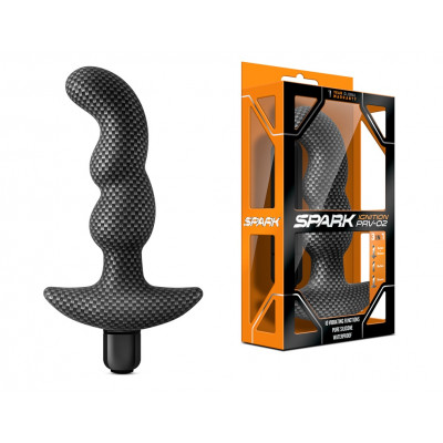 Анальная пробка с вибрацией 3-в-1 SPARK IGNITION PRV-02 CARBON FIBER