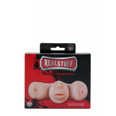 Набор реалистичных мастурбаторов REALSTUFF 3 IN 1 FLESH