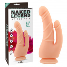 CH53897 Фаллоимитатор двойной на присоске беж Chisa Naked Legend Stripper 8.5