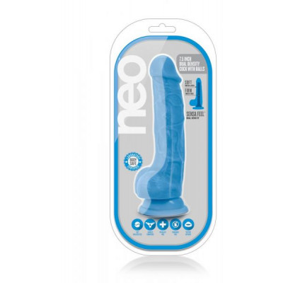 Фаллоимитатор с двойной плотностью NEO 7.5INCH COCK W. BALLS BLUE
