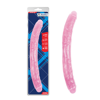 Фаллоимитатор двухсторонний розовый Chisa Hi-Rubber 18 INCH