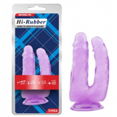CH31251 Фаллоимитатор двойной на присоске фиолетовый Chisa Hi-Rubber 7.9