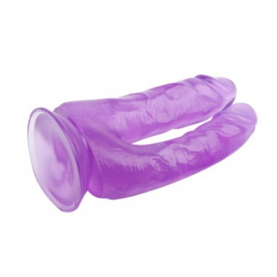 CH31251 Фаллоимитатор двойной на присоске фиолетовый Chisa Hi-Rubber 7.9