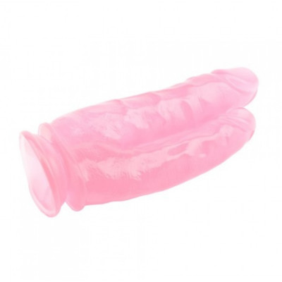 Фаллоимитатор двойной на присоске прозрачный Chisa Hi-Rubber 9.4 INCH Pink