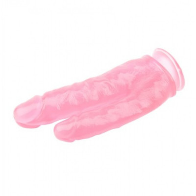 Фаллоимитатор двойной на присоске прозрачный Chisa Hi-Rubber 9.4 INCH Pink