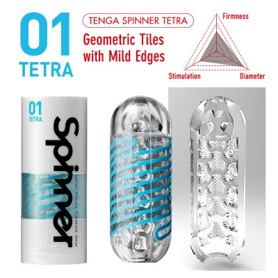 Мастурбатор Tenga Spinner 01 Tetra з пружною стимулювальною спіраллю всередині, ніжна спіраль Мастурбатор Tenga Spinner 01 Tetra з пружною стимулювальною спіраллю всередині, ніжна спіраль