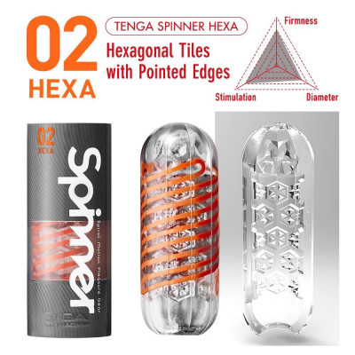 Мастурбатор Tenga Spinner Hexa с упругой стимулирующей спиралью внутри, стандартная спираль Мастурбатор Tenga Spinner Hexa с упругой стимулирующей спиралью внутри, стандартная спираль